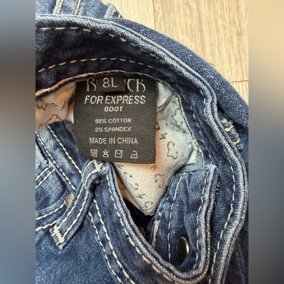 Rerock For Express Womens Boot Cut Medium Wash Y2K Thick Stitch Blue Jeans Sz 8L - Picture 4 of 11